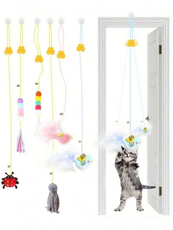 1pc Katten Spullen Door Hanging Elastic Rope Cat Toy Pet Toy Cat Interactive Self-Hilarious Toy Swing Toy Cat