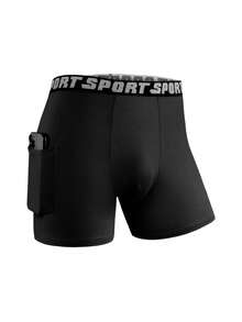 3 piezas de ropa interior larga de unicolor para hombres, suave, cómoda y ligera, adecuada para deportes de verano, de secado rápido, ropa interior deportiva, uso casual diario, adecuada para fitness, boxeo, ropa interior plana larga para hombres con bolsillos.