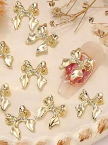 15pcs Golden Bowknot Rhinestones, Fashion Nail Art Decor, Nail Accessories For Manicure, No Fragrance, Beauty & Personal Care, Foot, Hand, And Nail Care Products