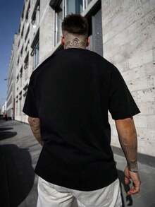 Camiseta gráfica con letras para hombre, estilo emo, años 2000 - Negro - Ver 4