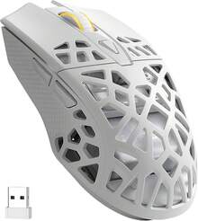 Tri-Mode Wireless Gaming Mouse, 79g Ultra-Light Honeycomb Ergonomic Gaming Mouse, PAW3104 Sensor, 6-Level DPI 4800, 6 Programmable Buttons, Pro Software - trắng - Xem 1