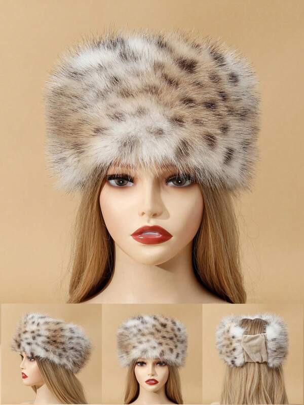 Autumn/Winter Fashion New Faux Fur Soft Fluffy Outdoor Warm Headband, Leopard Print For Women