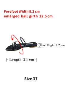 planare Women's Fashionable Casual Resort Style Pointed PU Strap Open Toe Slip-On Comfortable Black Sandals For Summer, Wide And Plus Size Sandals