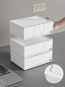Stapelbare, weiße Aufbewahrungsschublade, Schreibtisch-Aufbewahrungsbox, Schulbedarf-Stationery-Aufbewahrung, Organisator für Zuhause, Schreibtisch-Utensilien für Kosmetik, Schmuck und Kleinigkeiten, einstellbare Kombination für Schlafzimmer, Wohnzimmer, Badezimmer, Dorm, Raumdekoration, Organisation und Aufbewahrung, Heimdekoration, Parfümorganisator, Raumdekorationsmaterialien, Schreibtischzubehör, Badorganisation und -aufbewahrung für Frauen, Reiseessentials, Geschenk, Rückkehr zur Schule