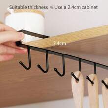 1pc Iron Seamless Nail-Free Hook Rack, Multi-Functional Storage Hanger Hook Strip With 6 Hooks For Cabinet Pantry Closet Organization