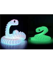 Decorazione a serpente 3D fluorescente di 30 cm, regalo di Capodanno, modello di serpente completamente snodabile, scultura animale realistica, disponibile nei colori arcobaleno da 30 cm, verde fluorescente, nero e bianco, stampato in 3D, serpente, giocattolo per adulti/occhi casuali