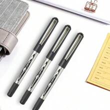 10pcs Liquid Ink Ballpoint Pens With Caps, Black/Red/Blue Ink, Large Capacity Pen For Office Writing, Student Study, Signing