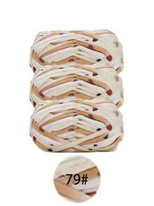 3 pièces Ruban de satin en polyester, environ 300g, mélange multicolore de fil doux en tissu - pour pantoufles au crochet DIY, sacs, panier de rangement (design d'emballage assorti)