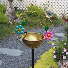 1pc Metal Bird Feeding Bath Bowl, Decorative Ground Stand For Garden, Yard, Lawn, Suitable For Backyard Birdbath, Bird Feeding, Gift For Parents, Friends Room Decor Bedroom Decor Home Decor Wall Decor