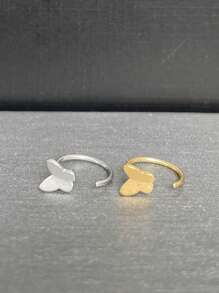 2 Stücke Edelstahl Nasenringe/Lippen-Ringe mit Herzform und Schmetterling, goldener Schmuck für Damen, Sommer Schmuck