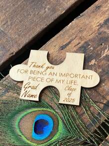 1pc Personalized Wooden Puzzle Refrigerator Magnet, Can Customize Name Text, Graduation Party Thank You, Graduation Gift For Guests, 2025 Graduate Souvenir, Custom Wooden Magnet