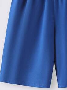 2 piezas Conjunto suave de niño preadolescente con estampado divertido de "Mamá's Boy", de manga corta y pantalones cortos, para uso diario de primavera y verano, ropa para niños
