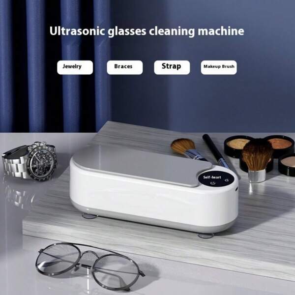 1pc Ultrasonic Jewelry Cleaner Portable Ultrasonic Cleaner With 2 Modes, Jewelry Cleaner Ultrasonic Machine For Glasses, Ring, Watch Band, Retainer, Dentures, Coin, Razor, Silver.200mAh