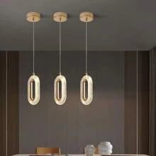 Lampada a sospensione moderna a forma di mezzaluna LED dorata, paralume ellittico in acrilico, temperatura di colore regolabile da 3000K a 6000K, luce a soffitto LED dimmerabile, adatta per isola della cucina, sala da pranzo, camera da letto - Luce a sospensione circolare con cavo regolabile