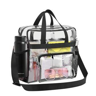 Transparent PVC Tote Bag Casual Shoulder Bag Sports Waterproof Beach,Clear Bag,Fashionable Transparent,Clear Waterproof Bag For Women,Perfect For Summer,Vacation & Beach,School Bag,Large Capacity,Waterproof,Lightweight,Portable, Tote Bags For School,College Essentials