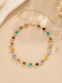 1 st. Bohemian kleurrijke rhinstone decor choker, glamoureuze zomer zonnebloemen ketting ketting, multicolor sprankelende kristal chokers ketting sieraden cadeaus voor vrouwen en meisjes, ketting decoratie accessoires vakantie verjaardag feest cadeaus voor meisjes Valentijnsdag, moeder, moeder, Moederdag, cadeau