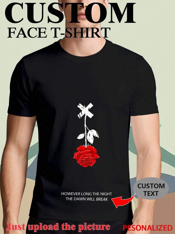 T-shirts personnalisés Saint-Valentin à col rond pour homme, t-shirts à manches courtes personnalisés pour lui, t-shirts personnalisés en tissu respirant à séchage rapide, hauts décontractés imprimés de visages drôles, cadeau d'anniversaire/de mariage, idéal pour petit ami, mari ou meilleur ami - Designs colorés/mignons/adorables/élégants/personnalisés, vêtements d'été légers, tenue de sport, de voyage ou de tous les jours