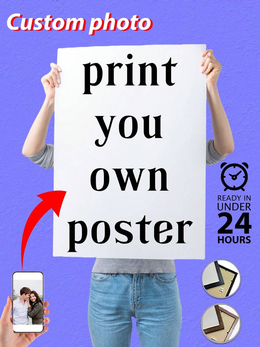 1 Pc, Optional Frame, Custom Canvas Painting, Personalized Photo Poster, HD Printing, Preserving Memories, Saving Beautiful Moments, Birthday Party, Anniversary, Unique Perfect Art Gift