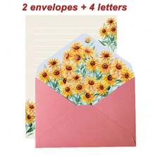 Set da 6 pezzi di buste e carta da lettere a tema floreale romantico, con buste ed carta con eleganti motivi floreali, adatti per lettere d'amore, note, matrimoni, inviti, delicata carta da lettere e buste floreali, buste per cartoline, forniture scolastiche, back to school
