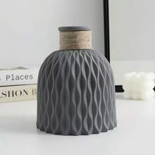 Vase aus Hanfseil mit Ananasmuster, Kunststoff, simpler und frischer Blumenvasen-Effekt mit Wellenstruktur