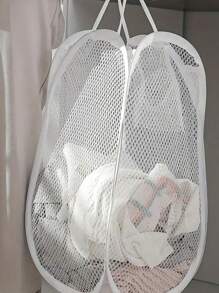 Large Foldable Pop-Up Mesh Laundry Basket With Handles - High-Capacity, Breathable Plastic Hamper For Bedroom, Bathroom, And Dorm Storage, Laundry Room Accessories, Laundry Baskets