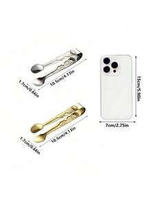 1 件 INS 风格压花玫瑰花糕点夹，不锈钢冰块夹，家用咖啡方糖食物夹