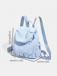 Back To School Korean Style University & High School Students Niche Design Pleated Backpack, Suitable For Female College Students, Work, Campus, Commuting, Nylon Backpack