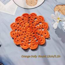 2/7 Peças Sousplats Redondos Coloridos Tecidos, Individuais de Crochê Feitas à Mão, Porta-Copos de Renda Vazada à Prova de Calor, Crochetados com 13 cm, Protetor de Copo/Garrafa para Decoração de Mesas de Festas, Feriados e Casamentos
