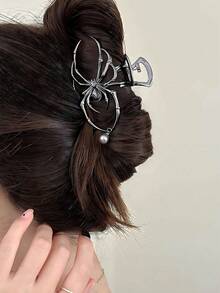 1 件复古 Y2K 仿珍珠蜘蛛金属发夹，简约优雅女士发饰，适合户外、海滩、摄影，春夏时尚发夹新品