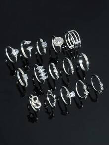 Juego de 15-16 anillos elegantes de múltiples elementos para mujer - rey blanco - Ver 2