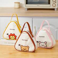 1pc Cute Kapibala & Bear Pattern Mini Lunch Bag, Portable Thermal Insulated Picnic Bag, Dustproof & Waterproof Food Container Storage Bag, Bento Lunch Box Bag, Reusable Cooler Bag, Multifunctional Handbag, Suitable For Student And Adult Use In Home, School, Dorm, Office, Outdoor Camping, Picnic, Travel, Back To School