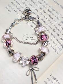 1 件粉色樱花手链、可爱丝带手链、复古花卉手链、蝴蝶和海星手链 - 銀色 - 查看 4