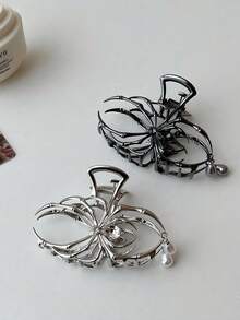 1 件复古 Y2K 仿珍珠蜘蛛金属发夹，简约优雅女士发饰，适合户外、海滩、摄影，春夏时尚发夹新品