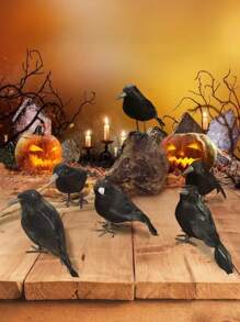3 piezas - Decoraciones de cuervo de Halloween - Decoraciones realistas y espeluznantes de cuervos negros de plumas para Halloween, decoraciones de cuervos y cuervos para interiores y exteriores, pájaros negros espeluznantes para decoraciones de Halloween, otoño, Día de la Cosecha, decoraciones de habitación, decoraciones de dormitorio