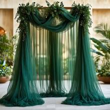 1pc Olive Green Mesh Fabric, Tulle Curtain, Party Backdrop Decor, Sheer Curtain, Arch, Photography Backdrop, Wedding, Birthday, Tent Decor, Photo Shoot Party, Can Be Cut Freely