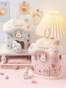 1pc DIY Cute Mini House Piggy Bank, DIY Stickers (Random 3D Sticker Style), Storage Jar, Party Favor, Saving Box, Gift For Men & Women, Birthday, One-Way Lock