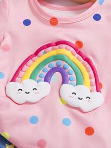 Infant Girls' Cute Cloud Print T-Shirt And Shorts 2-Piece Casual Outfit, Spring/Summer