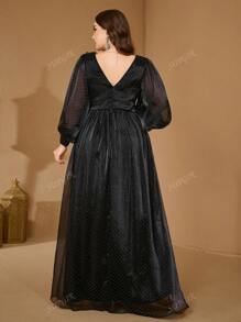 SUPGIR [Random Cut] Elegant Sweetheart Neck Ruffle Sleeve Sequin Embroidered Floral Maxi Formal Dress