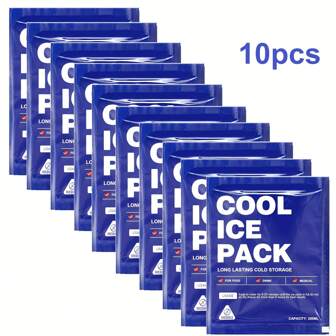 10pcs Reusable Ice Pack - For Cooler Boxes, Summer Frozen Shipping And Lunch Boxes, Reusable Freezer Bags, Accessories For Cooler Boxes, Suitable For Beach, Travel And Camping