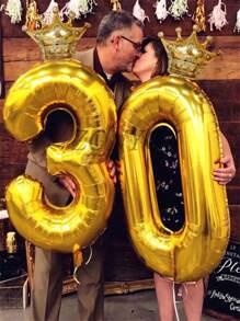 1/2 piezas Globo número corona de oro - Globos de número de oro de 40 pulgadas con minúsculas coronas de oro, perfectos para fiestas de cumpleaños, aniversarios, celebraciones de 100 días, fiestas del Día de los Caídos, decoración de interiores, fotografía en exteriores