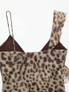 Seelio Summer New Arrival Women's Layered Leopard Print Chiffon Mesh Blouse