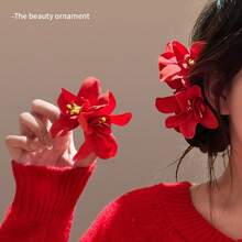 2个装人造花装饰发夹，女士女孩礼物，爪夹，发卡，发饰，发夹，学习用品，头部饰品，发卡 - RoseRed&Pink - 查看 5