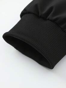 Men's Color-Blocked Zipper Sports Letter Print Sweatpants Set, Casual Fashion And Comfortable Sportswear For Everyday Wear, Suitable For Gym And Outdoor Activities Two-Piece Pack - 黑色 - 查看 7