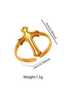 1 pièce Bague design croix en acier inoxydable à la mode, convenant aussi bien aux hommes qu'aux femmes pour un port quotidien