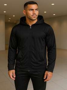 Dry Fit Set Cold Weather Top + Jogger Pants With Reflective Detail – Style, Comfort And Performance In Any Weather! - Black - View 4