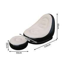PVC Flocked Inflatable Sofa With Footrest, Suitable For Home And Outdoor, Thick Air Cushion Recliner Sofa Bed, Foldable Patio Lounge Sofa For Relaxing Nap, Camping Equipment - Multicolor - View 4