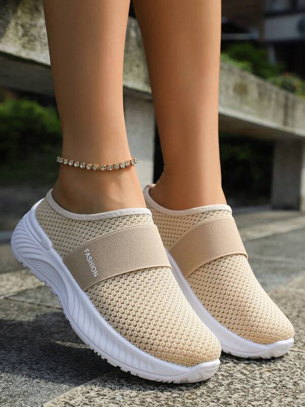 Mocassins de Malha Respiráveis com Deslize Fácil para Mulheres Plus Size, Calçado Confortável e Frouxo com Sola Macia