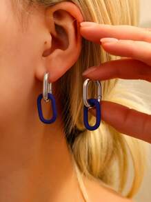 1 paire de boucles d'oreilles réversibles de style punk avec dégradé de couleur, chic et polyvalent