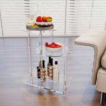 1pc Transparent Acrylic Side Table, Modern Design, Easy Assembly, Space Saving, Multifunctional Nightstand Suitable For Living Room, Bedroom, Hallway, Bathroom