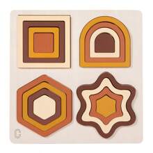 Juego de rompecabezas tridimensional de ensamblaje con tablero y formas de madera para la educación temprana de niños, para interacción entre padres e hijos, y entrenamiento del pensamiento lógico y la coordinación